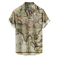 Havajski majice za muškarce Veliki i visoki ljetni mapu Svjetske mape Ispiši casud gumb niz majice s
