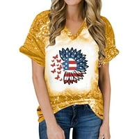 Aufmer Clearsance Ljetna patriotska odjeća dame vrhovi modne casual labave bluze Dan nezavisnosti Tisak