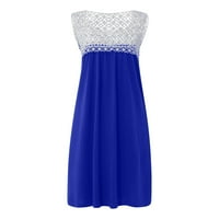 Clearsance Ljetne haljine za žene Čvrsti okrugli dekolte A-line mini modna haljina bez rukava plava