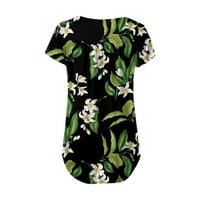 Ženski vrhovi kratki rukav casual bluza cvjetna ženska majica V-izrez modna vojska zelena s