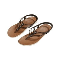 Oucaili Women Snal Sandal Ljeto Thengs Sandals Modni klizanje na casual cipelama Smeđa 6.5