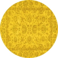 Ahgly Company Machine Persible Okrugli orijentalni žuti tradicionalni prostirci, 4 'Round