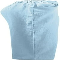 Dabuliu Žene spušta pamučne posteljine elastične hlače Radne pantalone Pocket High Sheik Ljeto pamučne