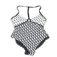 Polo Ralph Lauren ženski logo ikona T-leđa jednodijelna kupaći kostim, veličina mala, crna bijela