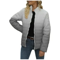 Zimske puffer jakne za žene pune zip up postolje gradijent ovratnika, boja dugih rukava podstavljeni