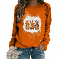 Symoid Womens Dukseri i duksevi - Ležerni božićni pulover grafički grafički tiskani s dugim rukavima Activewežnjak gornji jesen proljetni zimski džemperShirt narandžasti l