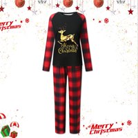 Yueulianxi Božićna porodica Pajamas mama modni božićni pjs plairan print s dugih rukava majica Top and