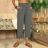 Jtckarpu casual hlače široke posteljine za noge za žene visoke struke ravne noge pantalone
