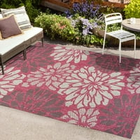 Zinnia Moderna cvjetna teksturirana tkanina Fuchsia svijetlo sive ft. Ft. Unutarnji ručni tepih za trkač