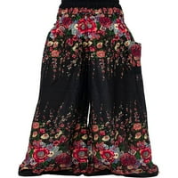 Gureui ženske pantalone za ženske proljeće, povremene čvrste boje tiskane uzorke visokih struka labave