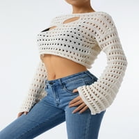 SUNISERY WOPE Y2K izdubljene vrhunske dugih rukava kukičani pleteni džemper obrezane majice pulover