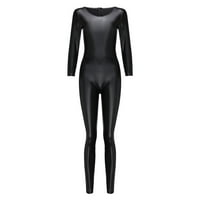Ženska kožna patent zatvarača otvorena donje rublje elastične leotard bodysuit bar clubewear