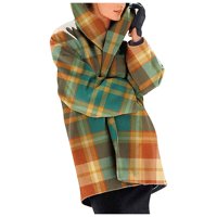 NSENDM ženski zadebljani kaput plus veličina topli trendy rever s dugim rukavima print ženske jakne
