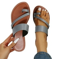 Kožne sandale Žene Veličina Moda Ljeto Žene Sandale Ravna lagana otvorena Toe Komforna Thong Solid Color