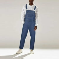 Lilgiuy Men Casual Fashion Soide džep za prsa Oprane traper suspender dugačke hlače teretni pantalone