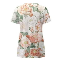 Oslinska ušteda tunika T majice za žene kratki rukav modni ženski bluza vrhovi grafički cvjetni ispis