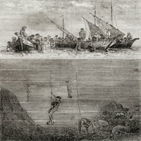 Biserni ronioci s obale otoka Cejlona u 18. stoljeću. Iz Les Merveilles de la nauke, objavljeno C. Ken