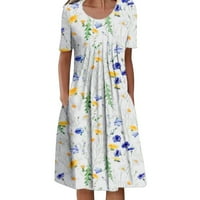 Mini haljine za žene Ljeto Ležerne prilike Cvjetne printske posade Crte kratki rukav haljina za struku