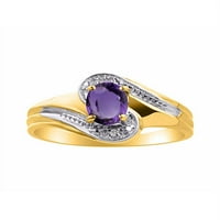 Dijamant i ametist prsten za prsten u 14K žutom zlatu - Boja kamena pincera