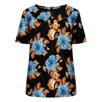 Ženski vrhovi i bluze Ljeto Žene Ljeto Tunika Okrugli vrat Cvjetne tiskane majice Ležerne bluze s kratkim
