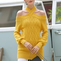 WHLBF Plus Veličine džemperi za žene, žene modne pulover bez kaiševa pulone dugih rukava dugih rukava