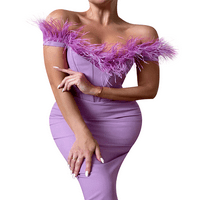 Ženska seksi perje haljina Bodycon s dugim rukavima Sparkle Sequin Puni mini haljina Elegantna kokktička