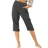 WHLBF Clearence ženska labava širine hlače za noge visoke struke ravno hlače Casual pantalone