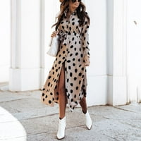 Ženska plus Veličina haljina Leopard šifon dugih rukava Ležerne prilike za zabavu Vintage Boho haljina