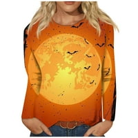 Ženske bluze Dressy Ležerne prilike ženske dugih rukava Crew Crt Pense Ležerne prilike Grafički otisci Pulover Bluze Orange 3xl