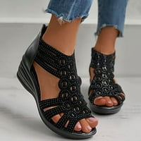 Caicj Ženske cipele Ženska cvjeta Comfort Sandal sa + udobnom pjenom i širokim širinama, crna