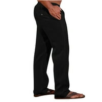 Brglopf Plus Veličine muške pamučne posteljine pantalone casual elastične struke nacrtavajuće hlače