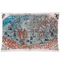 Retro povijesni rustikalni map svjetski kartografski jastuci na dvije strane Ispis