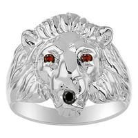 Muški prstenje srebrni lav glava prsten crne dijamante u očima i bojama Kamen roda u ustima Zabavni dizajnerski prstenovi za muškarce Muški prstenovi zlatni prstenovi granični mins nakit
