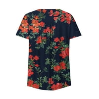 Darzheoy WOMEM TSHIRT ljetni vrhovi modni tiskani casual kratki rukav labav majica bluza na vrhu V izrez