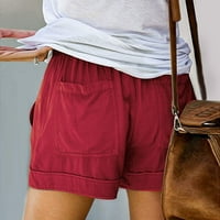 QucoQPE Ležerne ljetne ženske kratke hlače udobne vučne elastične strugove džepove labave kratke hlače,