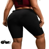 Ženske plus Activewear sportske kratke hlače u boji visoke rastezanje biciklističke kratke hlače crne