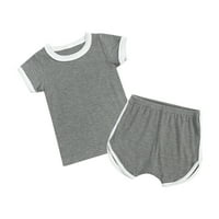 Pejock Baby Girls Boys Outfit Outfit Majica Shorts Sets Kids Modne slatke šarke s kratkim rukavima Pamučno