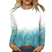 Plus veličine za žene tiskana košulja za žene Casual Jesen zimski dugi rukavi vrhovi okrugli izrez Tee Tunic Flower Labava bočna bluza