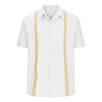 Odeerbi Muška ljetna casual majica modna košulja kontrastne košulje od zatvarača dugme COLLAR dugme
