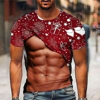 Simplmasygeni Muškarci Vrhunska kratkotrajna čišćenje kratkih rukava Muška zabavna božićna majica 3D Ispis Grafički ispisi ružnih božićnih vrhova bluza za muškarce