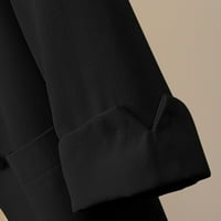 Ženske pamučne platnene bluže ležerne prilike otvorene prednje dugih rukava s jednim rukavima jakne