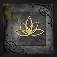 Grunge Gold Crown Lotus od Lightboxjournal, uokvirena zidna umjetnost, 13.25W 13.25h