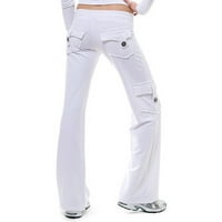 Posteljine hlače za žene, čišćenje jeseni Žene vježbanje tajice Stretch tipka za struk Pocket Yoga teretana