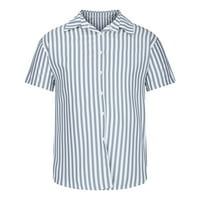 Muške majice čišćenje muške prugaste košulje Havaii majica s kratkim rukavima na plaži za odmor Top košulja bluza bljeskalica Implets Light Blue 10