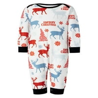 Hirigin roditelj-dijete pidžama set Crtani dinosaur kontrastne boje dugih rukava + elk snježne pantalone