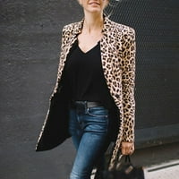 LICUPIEE žene Leopard Print Dugi rukav Lady Cardigan Ol Jacks Casual Coat Business Suit Jacket Odeće