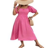 Prednjeg swald Ladies Maxi haljine od pune boje duge haljine od ramena Ljeto plaža Sunderice Ženska