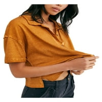Ljudi žene ženske narančaste heather kratki rukav navraćeni bluza veličine: l