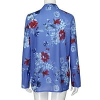 Ženski dugi rukav cvjetni V izrez Ležerni tunički bluza Labava košulja prema gore Henleyji košulju