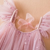 Djevojke haljina za leteće rukave čipke up up polka dot sekvencirana mreža princeze modne haljine